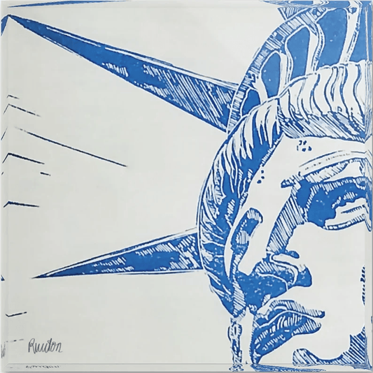 Acrylglas-Block der New Yorker "Lady Liberty" Freiheitsstatue. Druck in Cyan-Blau. Hochwertige Druckqualität – perfekt für New York-Fans!  vom Künstler signiert und mit Zertifikat. Limitierte Ausgabe,  in 2 Größen.