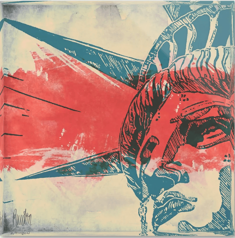 Acrylglasblock/Lady Liberty/Mehrfarbig/Druck vom Original/Hochwertiger Druck/Limitiert/mit Zertifikat/Signiert/in 2 Größen
