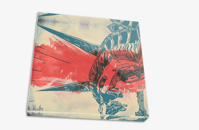 Acrylglasblock/Lady Liberty/Mehrfarbig/Druck vom Original/Hochwertiger Druck/Limitiert/mit Zertifikat/Signiert/in 2 Größen