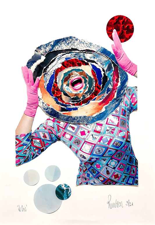 Poster Collage "Le Cris" in hochwertiger Fine Art Print - ein Blickfang für jeden Collage-Fan! Mehrfarbener-Druck vom Original auf weißem Hahnemühle Papier, vom Künstler signiert und Zertifiziert.  in 4 Größen erhältlich