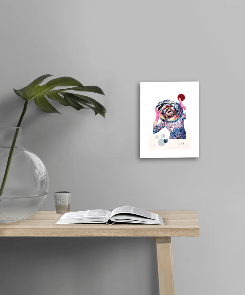 Poster Collage "Le Cris" in hochwertiger Fine Art Print - ein Blickfang für jeden Collage-Fan! Mehrfarbener-Druck vom Original auf weißem Hahnemühle Papier, vom Künstler signiert und Zertifiziert.  in 4 Größen erhältlich