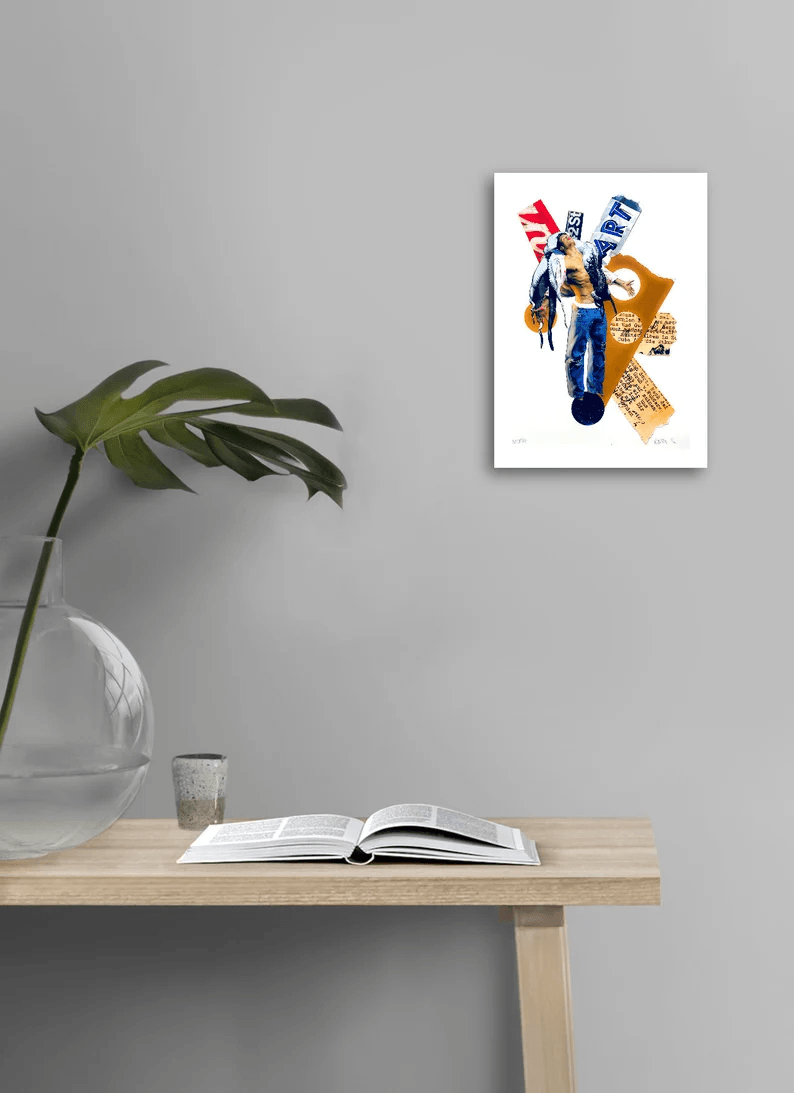 Poster Collage "Oktomen" i hochwertigem Fine Art Print - ein Blickfang für jeden Collage-Fan! Mehrfarbener-Druck vom Original auf weißem Hahnemühle Papier, vom Künstler signiert und Zertifiziert.  in 4 Größen erhältlich