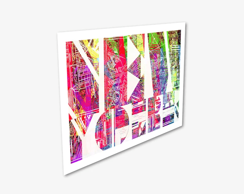 Poster New York City Schriftzug Grafik in hochwertiger Druckqualität - ein absolutes Highlight für New York Fans! Mehrfarben-Druck auf weissem Hahnemühle Papier, vom Künstler signiert und Zertifiziert. In 6 Grössen erhältlich.
