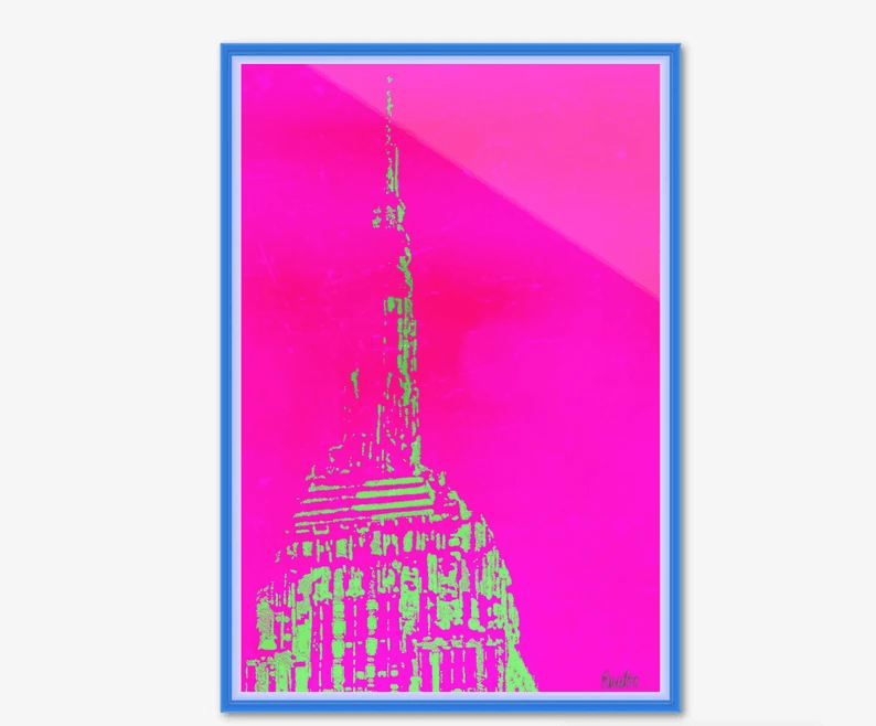 Empire State NY/ Pink/ Trendig neue Popup Rahmen mit Kunst vom Künstler/ Thema New York/ Limitiert/ mit Zertifikat/ 3 Größen
