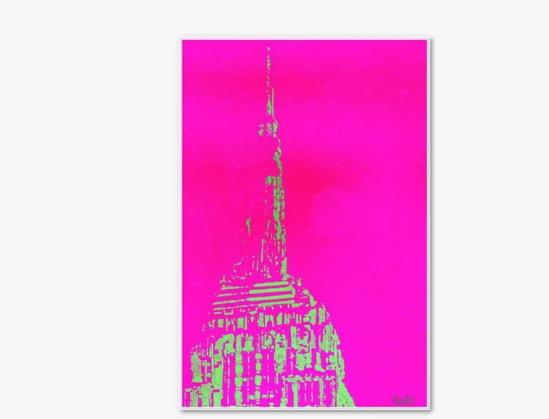 Empire State NY/ Pink/ Trendig neue Popup Rahmen mit Kunst vom Künstler/ Thema New York/ Limitiert/ mit Zertifikat/ 3 Größen