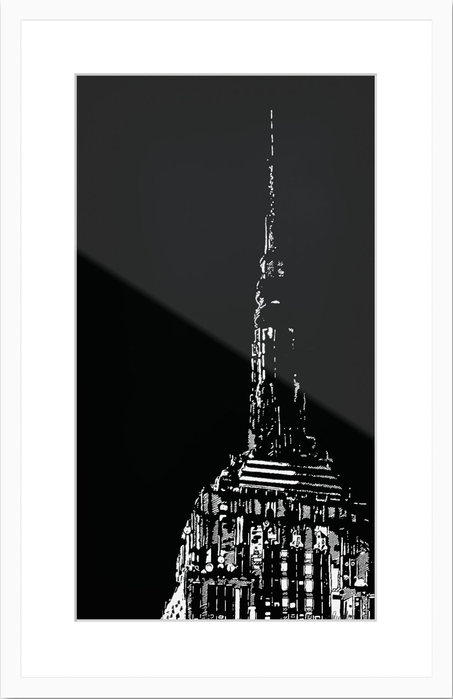 New York City Empire State Building als Original in hochwertiger Druckqualität - ein absolutes Highlight für New York Fans! Druck in Carbon-Black auf Zerkall oder hochwertigem reinweißem Bütten Papier, vom Künstler signiert und zertifiziert.